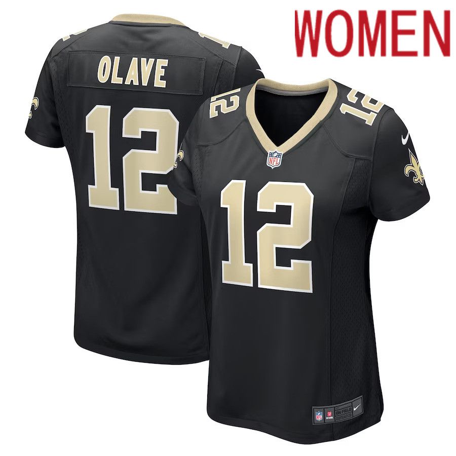 Women New Orleans Saints #12 Chris Olave Nike Black Game Player NFL Jersey->women nfl jersey->Women Jersey